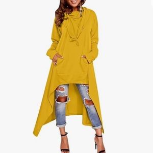 Women’s Asymmetrical Hem Long-Sleeve Casual Hoodie Sweatshirt, Size Large